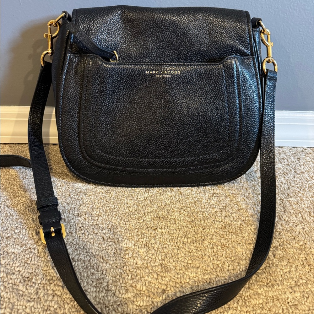 Marc Jacobs Black Crossbody Bag with Gold Accents